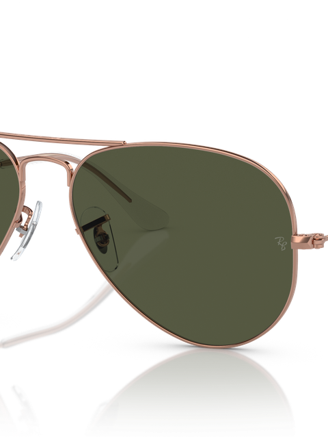 Ray-Ban Sunglasses Unisex Aviator Rose Gold - Rose Gold Frame Green Lenses 55-14