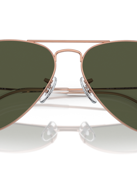 Ray-Ban Sunglasses Unisex Aviator Rose Gold - Rose Gold Frame Green Lenses 55-14