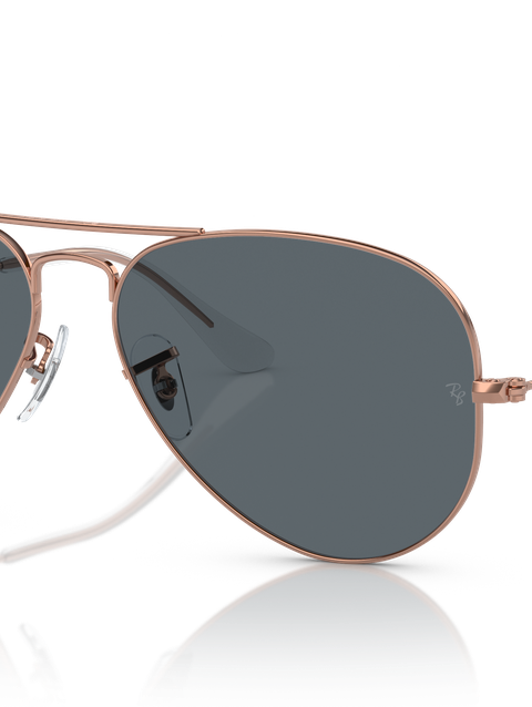 Ray-Ban Sunglasses Unisex Aviator Rose Gold - Rose Gold Frame Blue Lenses 55-14