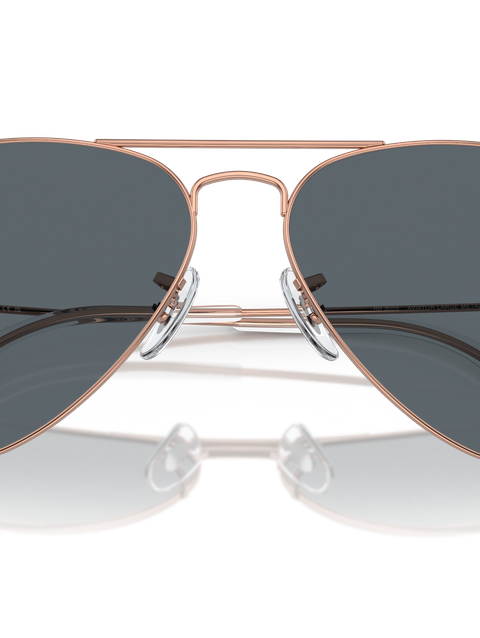 Ray-Ban Sunglasses Unisex Aviator Rose Gold - Rose Gold Frame Blue Lenses 55-14