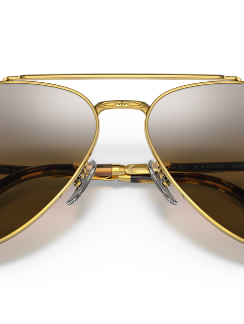 Ray-Ban Sunglasses Unisex New Aviator - Gold Frame Brown Lenses 58-14 Polarized