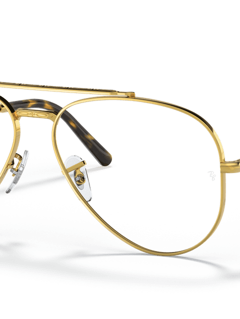 Ray-Ban Eyeglasses Unisex New Aviator Optics Prescription - Gold Frame Clear Lenses 58-14 Polarized