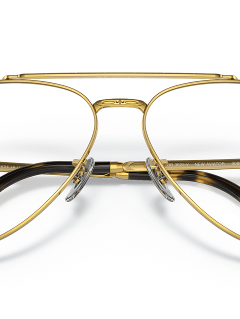 Ray-Ban Eyeglasses Unisex New Aviator Optics Prescription - Gold Frame Clear Lenses 55-14 Polarized