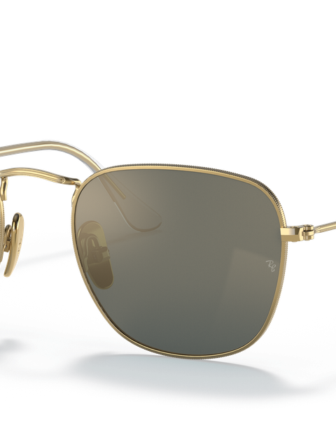 Ray-Ban Sunglasses Man Frank Titanium - Gold Frame Blue Lenses 48-20 Polarized