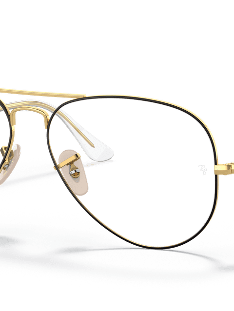 Ray-Ban Eyeglasses Unisex Aviator Optics Prescription - Gold Frame Clear Lenses 55-14 Polarized