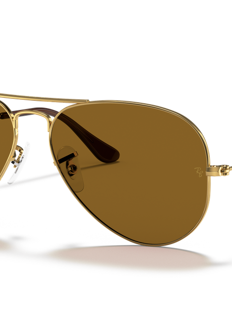 Ray-Ban Sunglasses Unisex Aviator Classic - Arista Gold Frame Brown Lenses 55-14