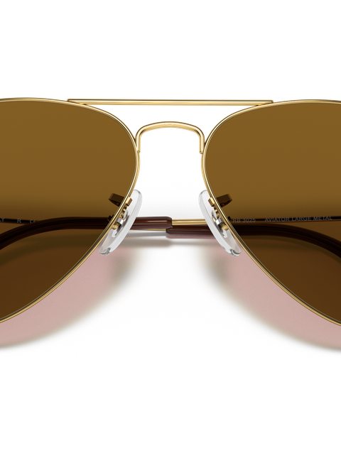 Ray-Ban Sunglasses Unisex Aviator Classic - Arista Gold Frame Brown Lenses 55-14