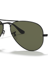 Ray-Ban Sunglasses Unisex Aviator Classic - Black Frame Green Lenses 55-14 Polarized