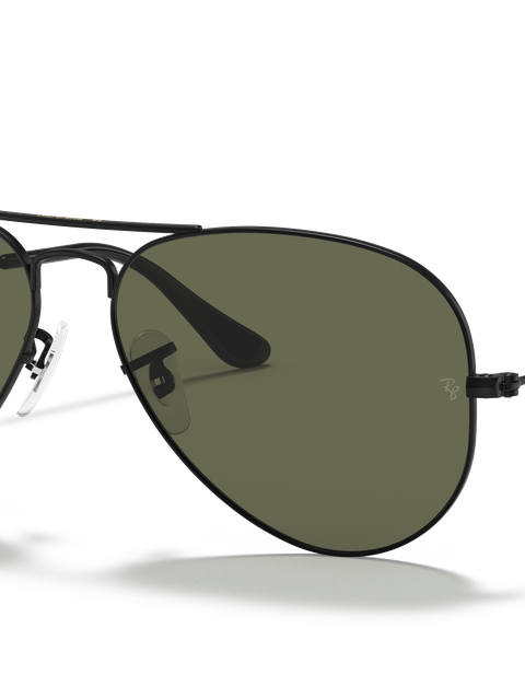 Ray-Ban Sunglasses Unisex Aviator Classic - Black Frame Green Lenses 55-14 Polarized