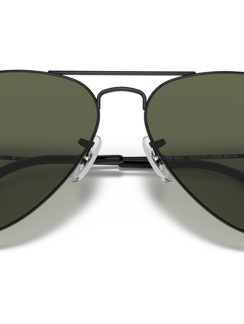 Ray-Ban Sunglasses Unisex Aviator Classic - Black Frame Green Lenses 55-14 Polarized