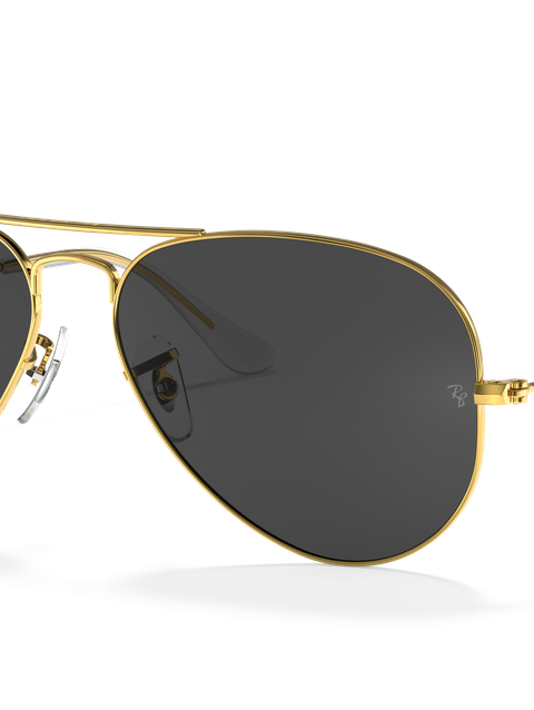 Ray-Ban Sunglasses Unisex Aviator Classic - Gold Frame Black Lenses 55-14 Polarized