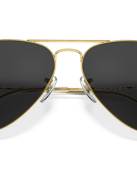 Ray-Ban Sunglasses Unisex Aviator Classic - Gold Frame Black Lenses 55-14 Polarized