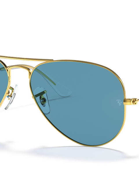 Ray-Ban Sunglasses Unisex Aviator Classic - Gold Frame Blue Lenses 55-14 Polarized