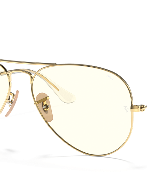 Ray-Ban Sunglasses Unisex Aviator Clear Evolve - Arista Gold Frame Grey Lenses 55-14