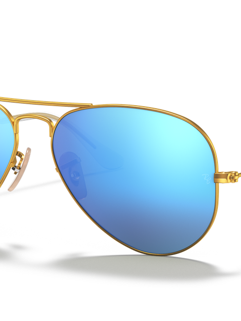 Ray-Ban Sunglasses Unisex Aviator Flash Lenses - Gold Frame Blue Lenses 58-14