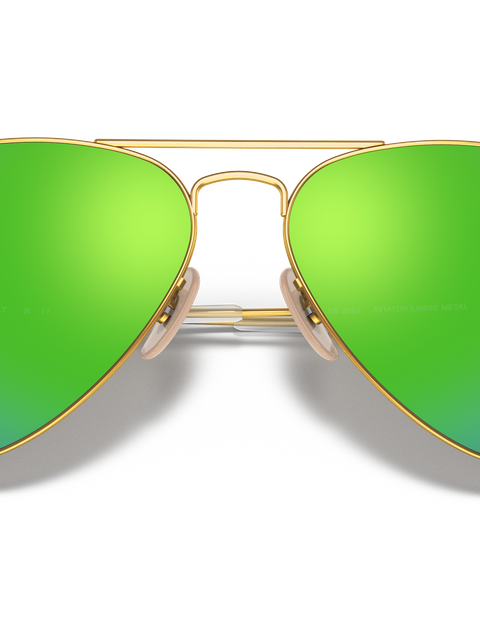 Ray-Ban Sunglasses Unisex Aviator Flash Lenses - Gold Frame Green Lenses 58-14