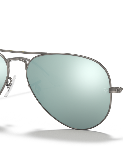 Ray-Ban Sunglasses Unisex Aviator Flash Lenses - Gunmetal Frame Silver Lenses 58-14