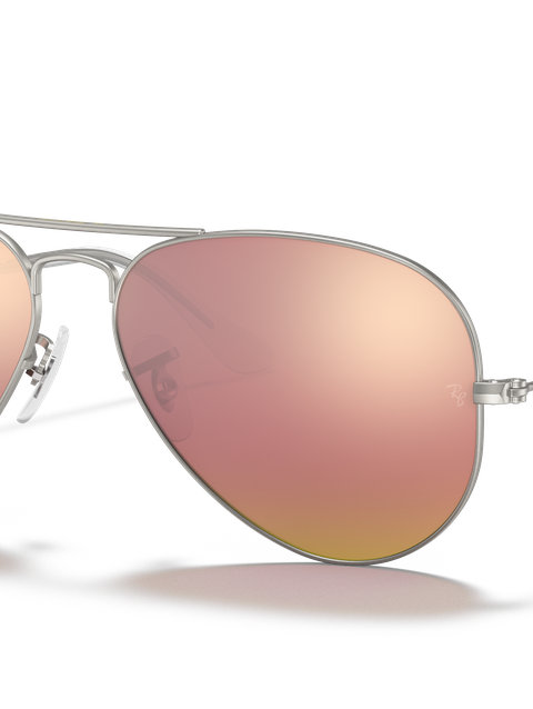 Ray-Ban Sunglasses Unisex Aviator Flash Lenses - Silver Frame Copper Lenses 55-14