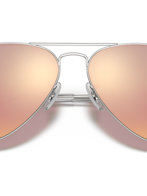 Ray-Ban Sunglasses Unisex Aviator Flash Lenses - Silver Frame Copper Lenses 55-14