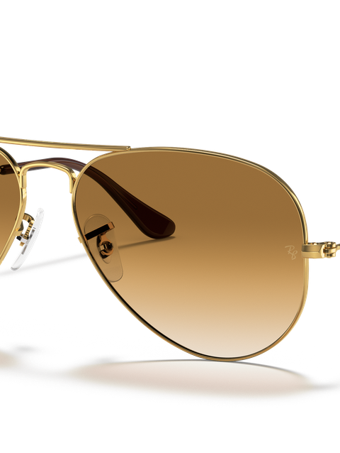 Ray-Ban Sunglasses Unisex Aviator Gradient - Arista Gold Frame Brown Lenses 55-14