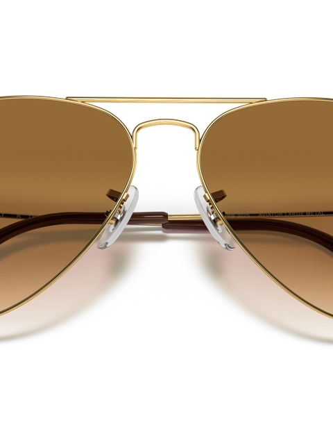 Ray-Ban Sunglasses Unisex Aviator Gradient - Arista Gold Frame Brown Lenses 55-14