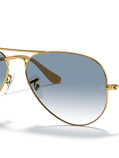 Ray-Ban Sunglasses Unisex Aviator Gradient - Arista Gold Frame Blue Lenses 55-14