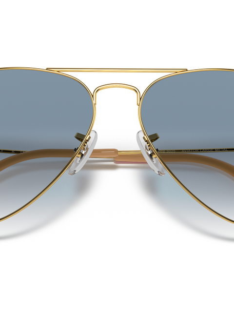 Ray-Ban Sunglasses Unisex Aviator Gradient - Arista Gold Frame Blue Lenses 55-14