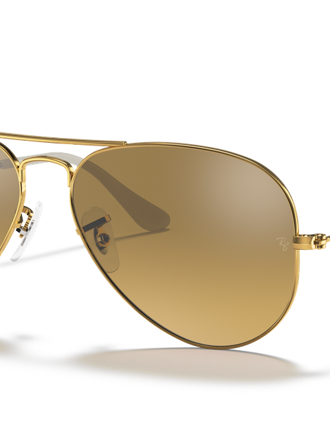 Ray-Ban Sunglasses Unisex Aviator Gradient - Arista Gold Frame Brown Lenses 62-14