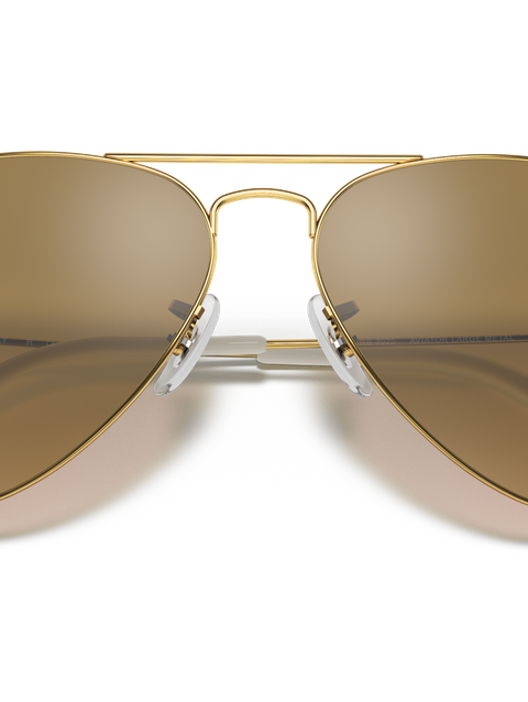 Ray-Ban Sunglasses Unisex Aviator Gradient - Arista Gold Frame Brown Lenses 62-14