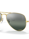 Ray-Ban Sunglasses Unisex Aviator Chromance - Gold Frame Silver Lenses 55-14 Polarized