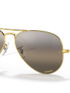 Ray-Ban Sunglasses Unisex Aviator Chromance - Gold Frame Silver Lenses 55-14 Polarized